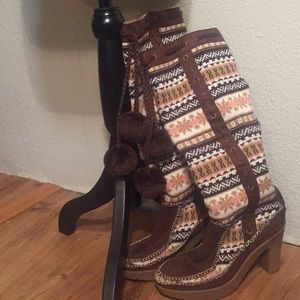 Knee-high, knit heel boots, never worn.